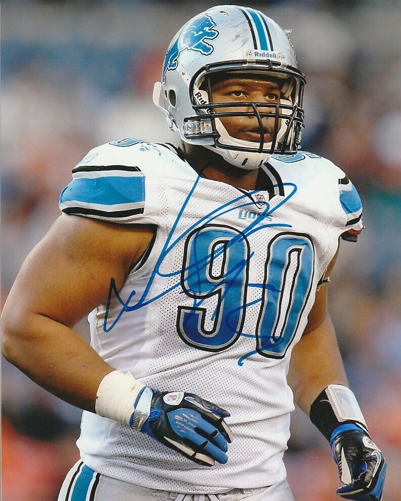 NDAMUKONG SUH SIGNED DETROIT LIONS FOOTBALL 8x10 Photo Poster painting! NFL AUTOGRAPH