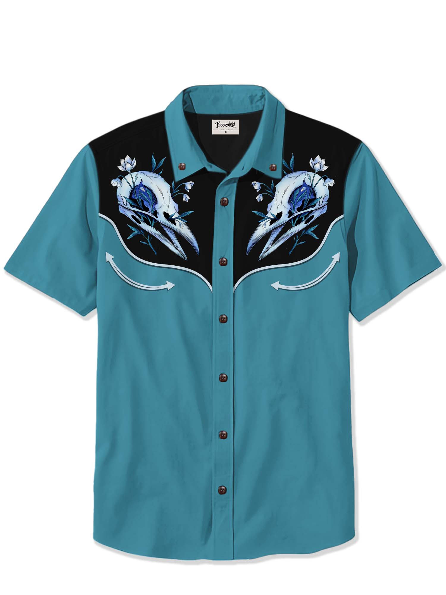Crow Skull And Flower - 100% Cotton Shirt