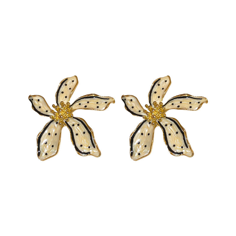 Luxurious Flower Geometric Flower Alloy Oil Dripping Earrings