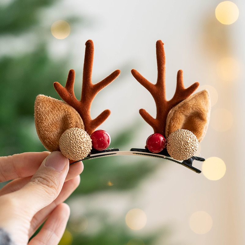 "Hromeo Christmas Hair Accessories - Reindeer Antler Clips for Girls"