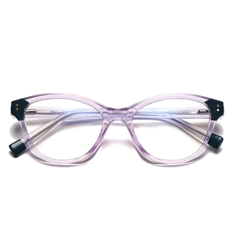 Pastoral Geometric Leopard Pc Oval Frame Inlaid Acrylic Full Frame Optical Glasses