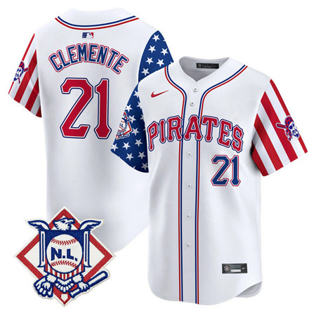 Youth Pittsburgh Pirates #21 Roberto Clemente White 2024 Fourth of July Vapor Limited Jersey