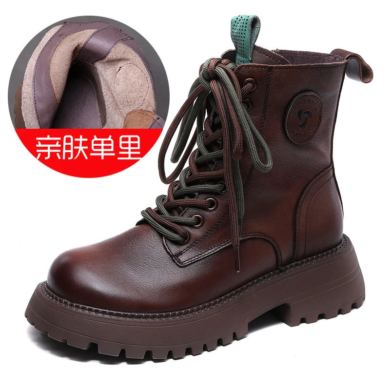 Yyvonne Cowhicked Martin Boots Women's Station Pines And Single Boots Vintage Handmade And Boots Thicken In Winter