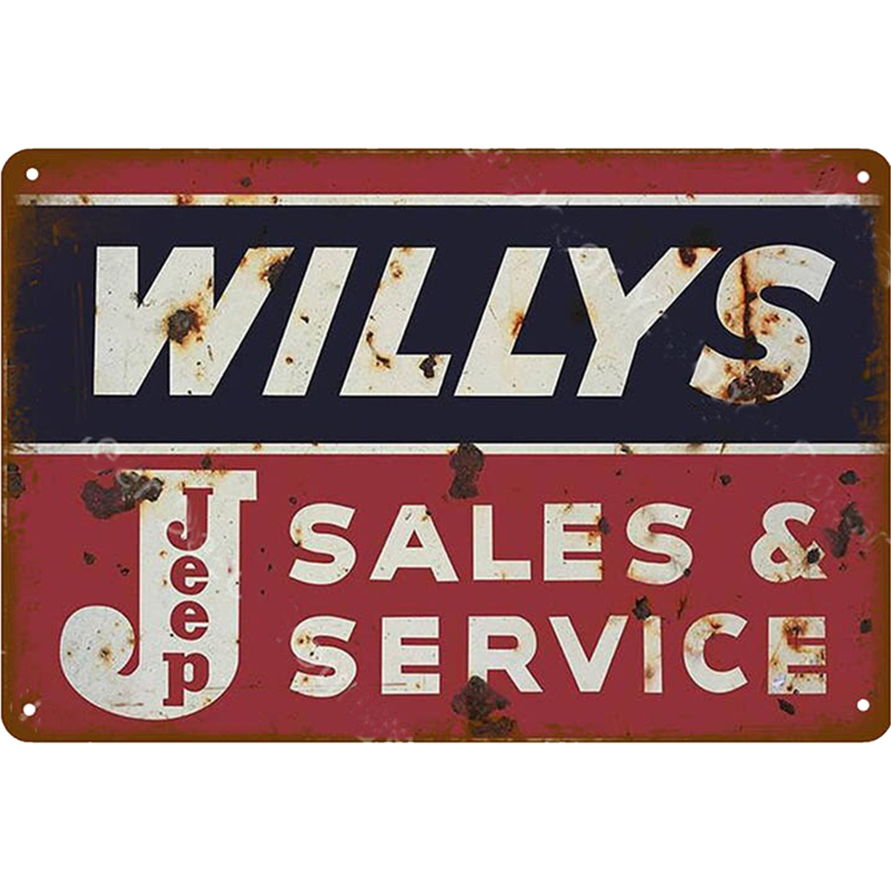 

30*50CM - Round Drill Diamond Painting - Willys Sales & Service, 501 Original