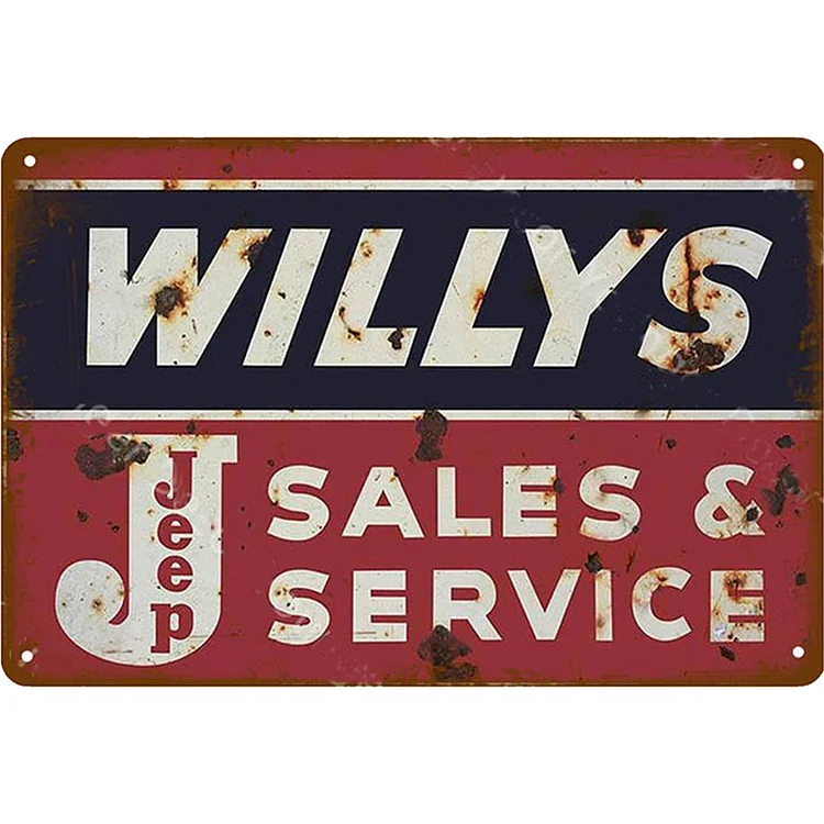 Willys Jeep Sales & Service - Vintage Tin Signs/Wooden Signs - 7.9x11.8in & 11.8x15.7in