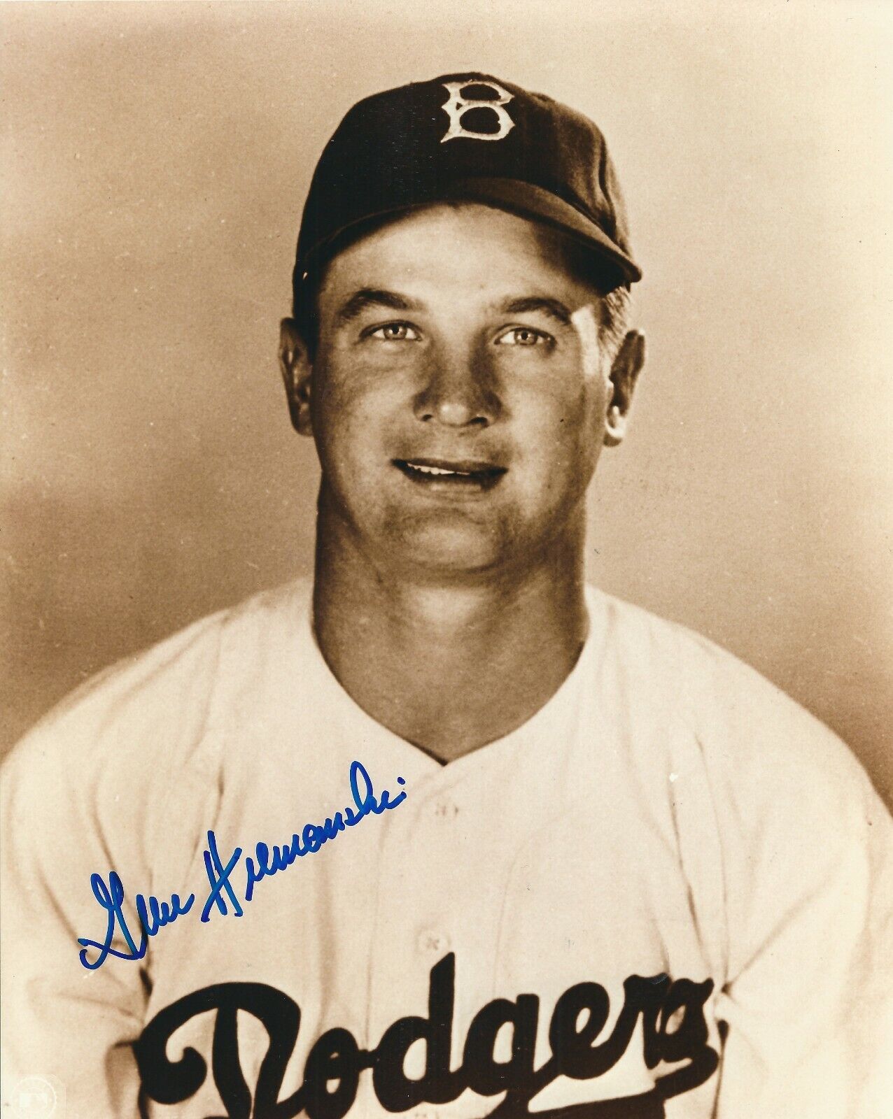 Autographed GENE HERMANSKI Brooklyn Dodgers 8x10 Photo Poster painting - COA