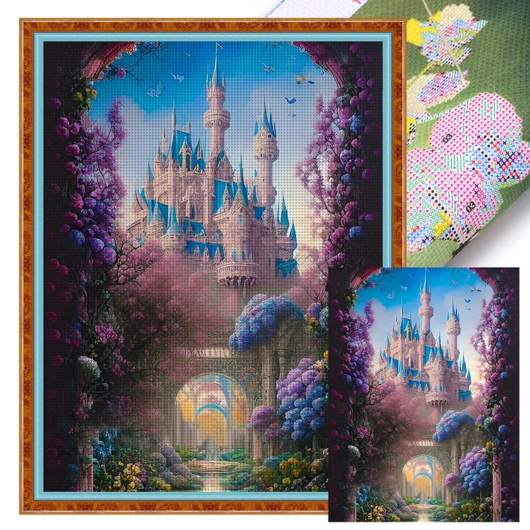 Flower Castle 11CT (50*65CM) Stamped Cross Stitch gbfke