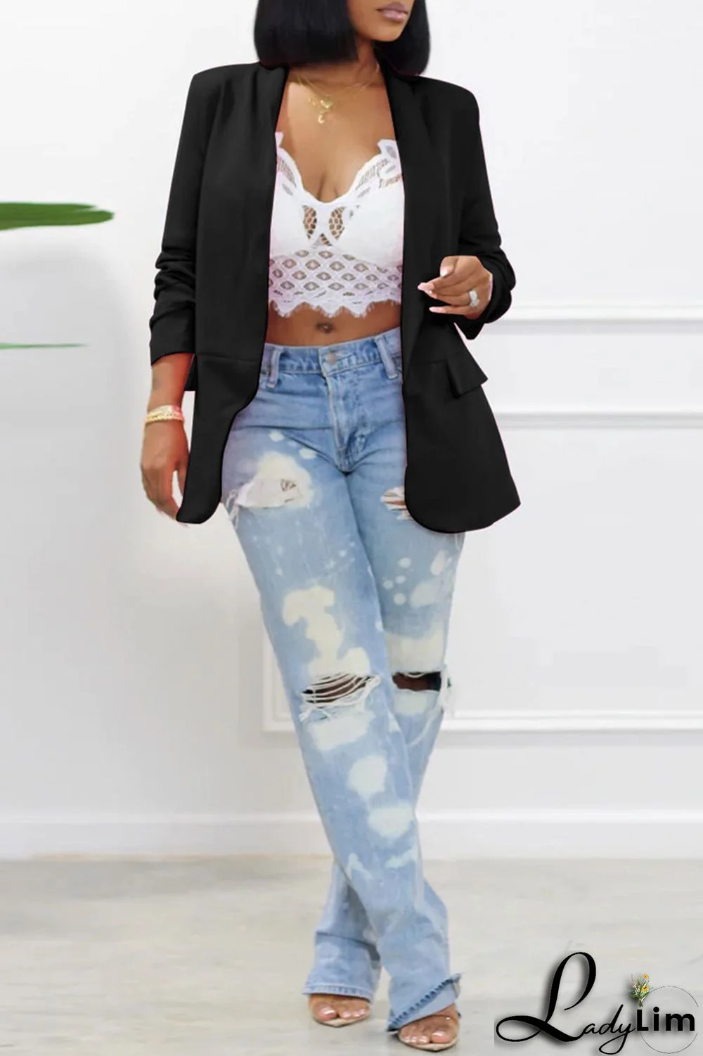 Green Fashion Casual Solid Patchwork Cardigan Turn-back Collar Outerwear