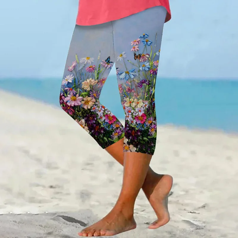 Flower And Butterfly Print Leggings