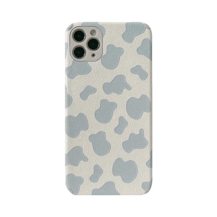 Blue Cow Grain Case For iPhone