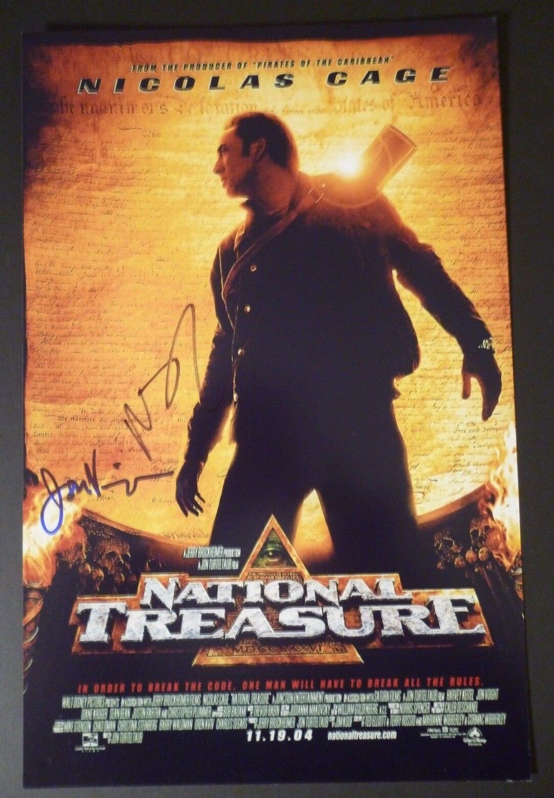 NICOLAS CAGE & JON VOIGHT Authentic Hand-Signed NATIONAL TREASURE