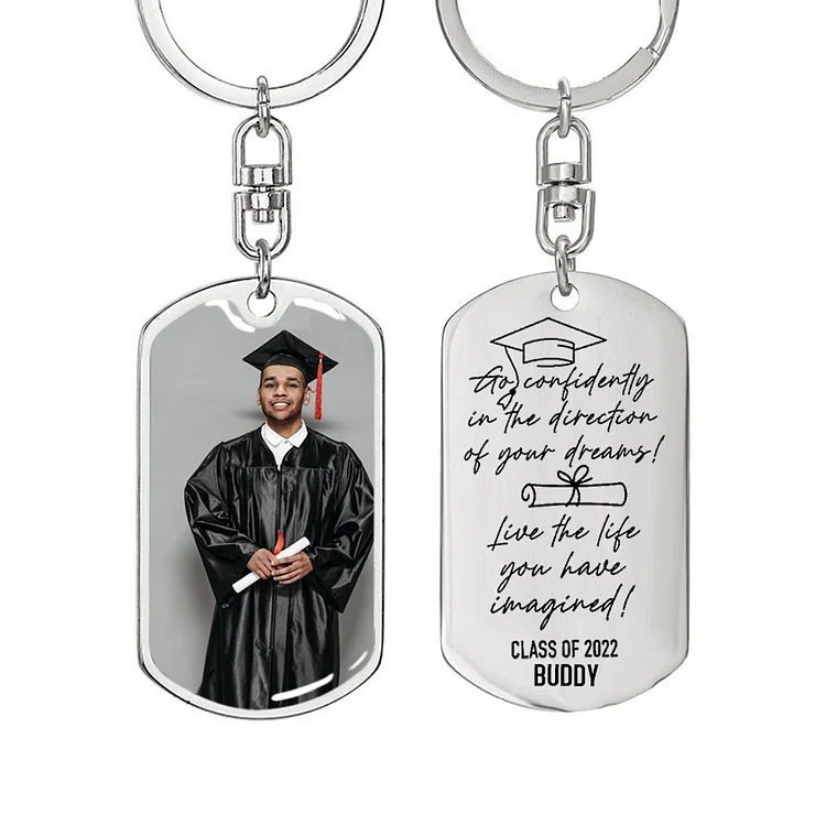 Class of 2022 Keychain Custom Photo and Name Keyring Graduation Gifts