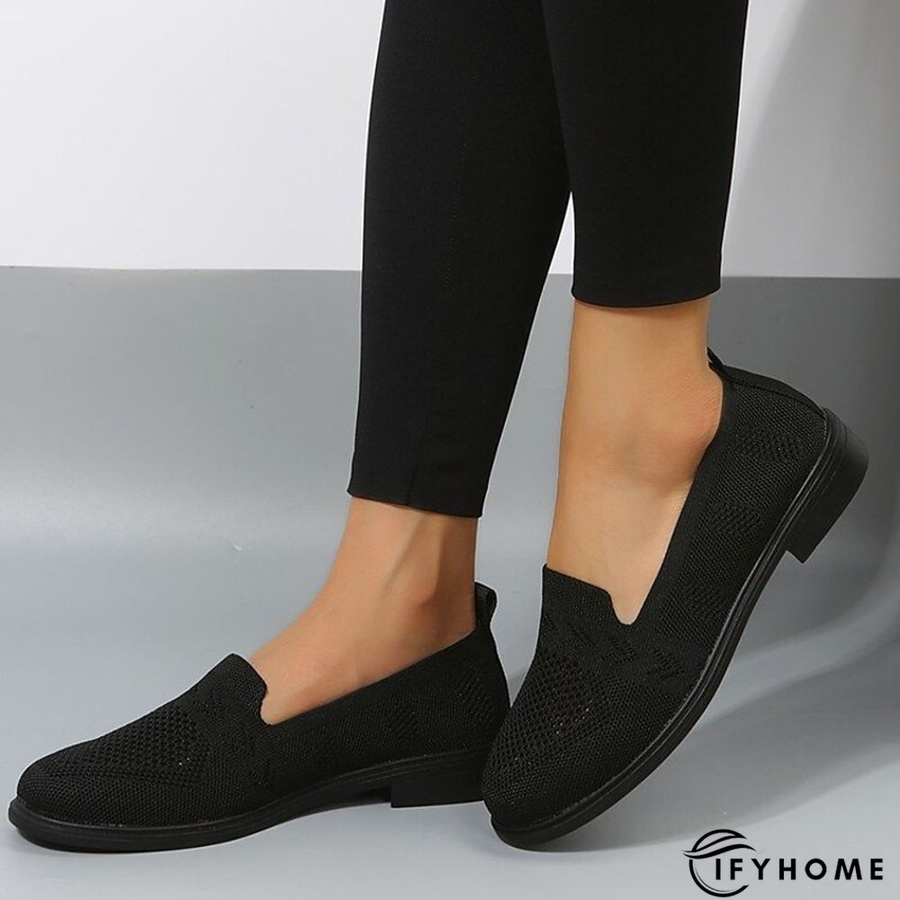 Women's Slip-Ons Comfort Shoes Daily Flat Heel Round Toe Casual Minimalism Knit Loafer Solid Colored Black Rosy Pink Burgundy | IFYHOME