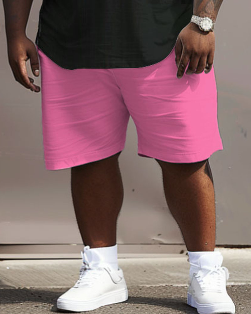 Men's Plus Size Street Casual Graffiti Alphabet Cash Print T-Shirt Shorts Set