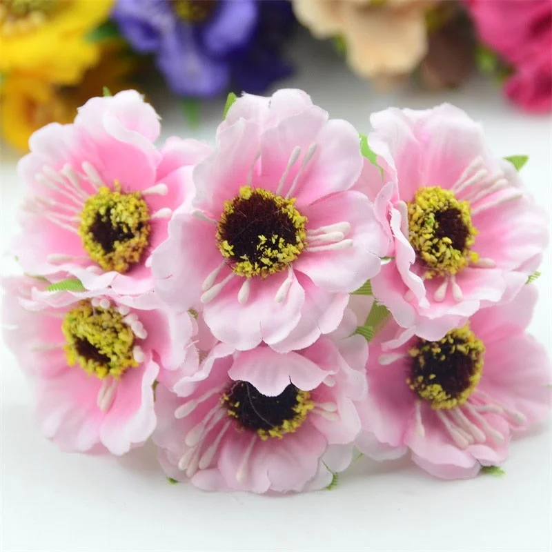 6pcs/lot Real Touch Hight Small Grade Artificial Poppy Bouquet Wedding Silk Rose Flowers For DIY Wedding Wreath Decoration
