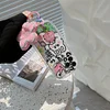 Cute Design Cartoon Scrawl Phone Case with Flower Pendant for iPhone 11/12/13/14