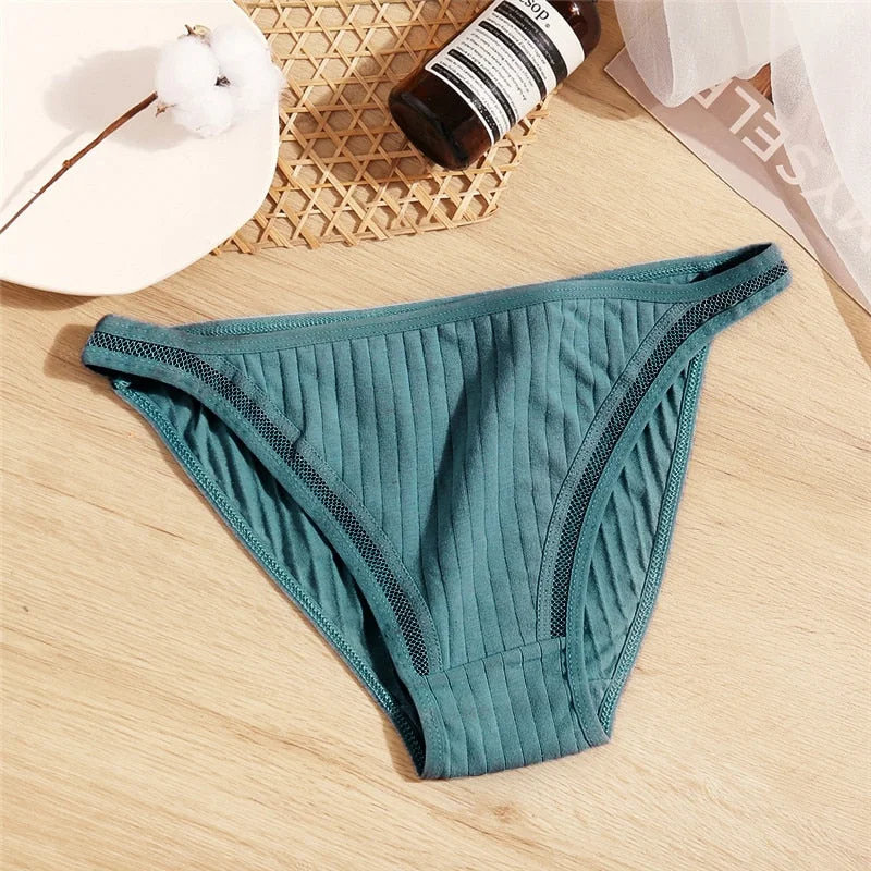 FINETOO Low-Rise Cotton Panties Women Bikini Underwear Sexy Hollow Mesh Briefs Girls Underpants M-XL Female Lingerie Panty 2021