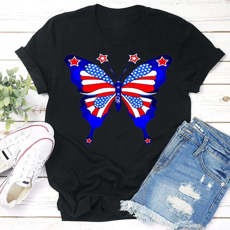 American flag butterfly independence Day T-shirt Tee - 02008