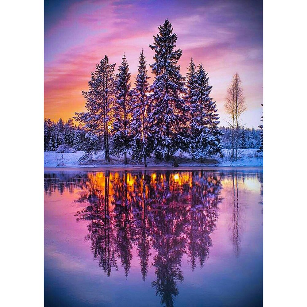 Diamond Painting - Full Round - Riverbank Trees(30*40cm)
