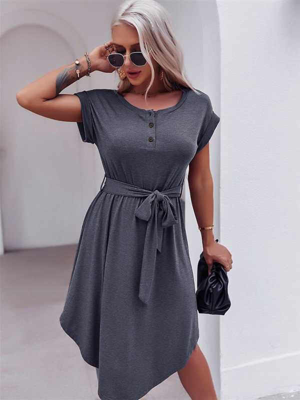 Mature Women Casual Summer Short Sleeve Knitted Dress