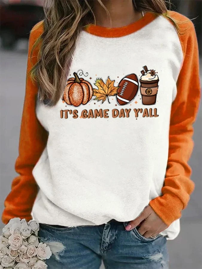 Women'S It's Game Day Y'all Football Printed Casual Sweatshirt