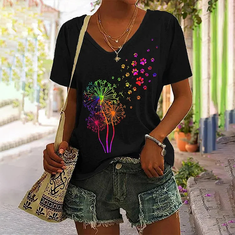 Dandelion Animal Paw Print T-Shirt