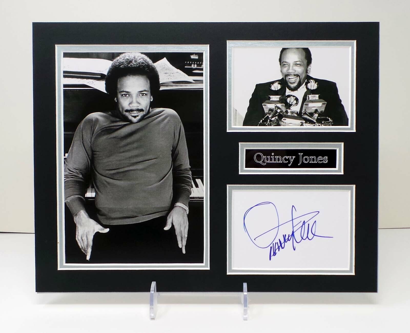 Quincy JONES Signed Mounted Photo Poster painting Display AFTAL RD COA Record Producer