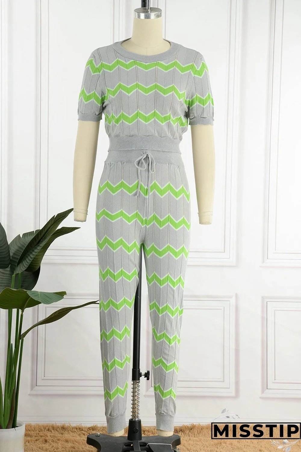 Pink Casual Patchwork O Neck Short Sleeve Two Pieces