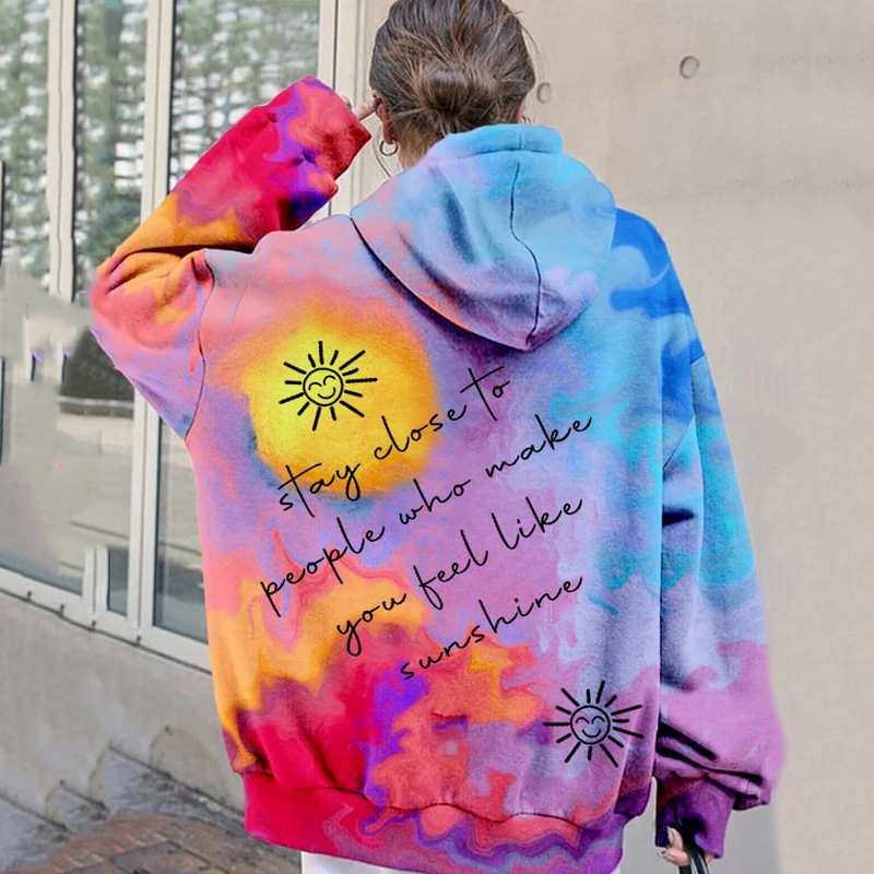 Comstylish Women's Stay Close To People Who Feel Like Sunshine Print Hoodie