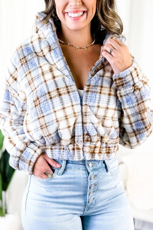 Winter casual flannel plaid retro short jacket