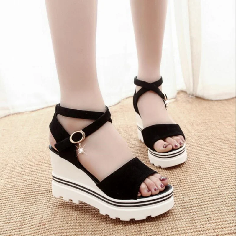 Zhungei New Summer High Heels Women Sandals Casual Woman Shoes Platform Wedges Sandals Peep Toe Ladies Shoes