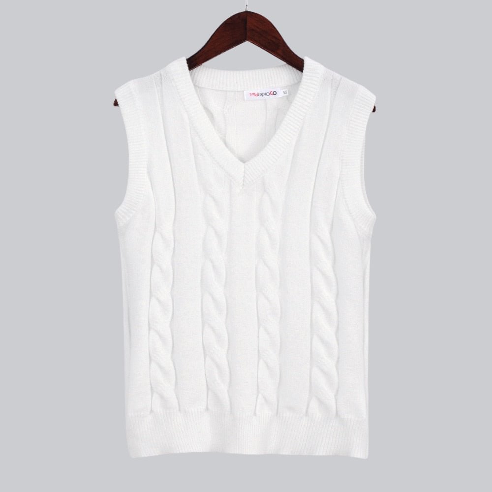 White Knit Vest Top Women 2022 New Autumn And Winter Solid Color Slim Warm Female Fashion Sweater Waistcoat