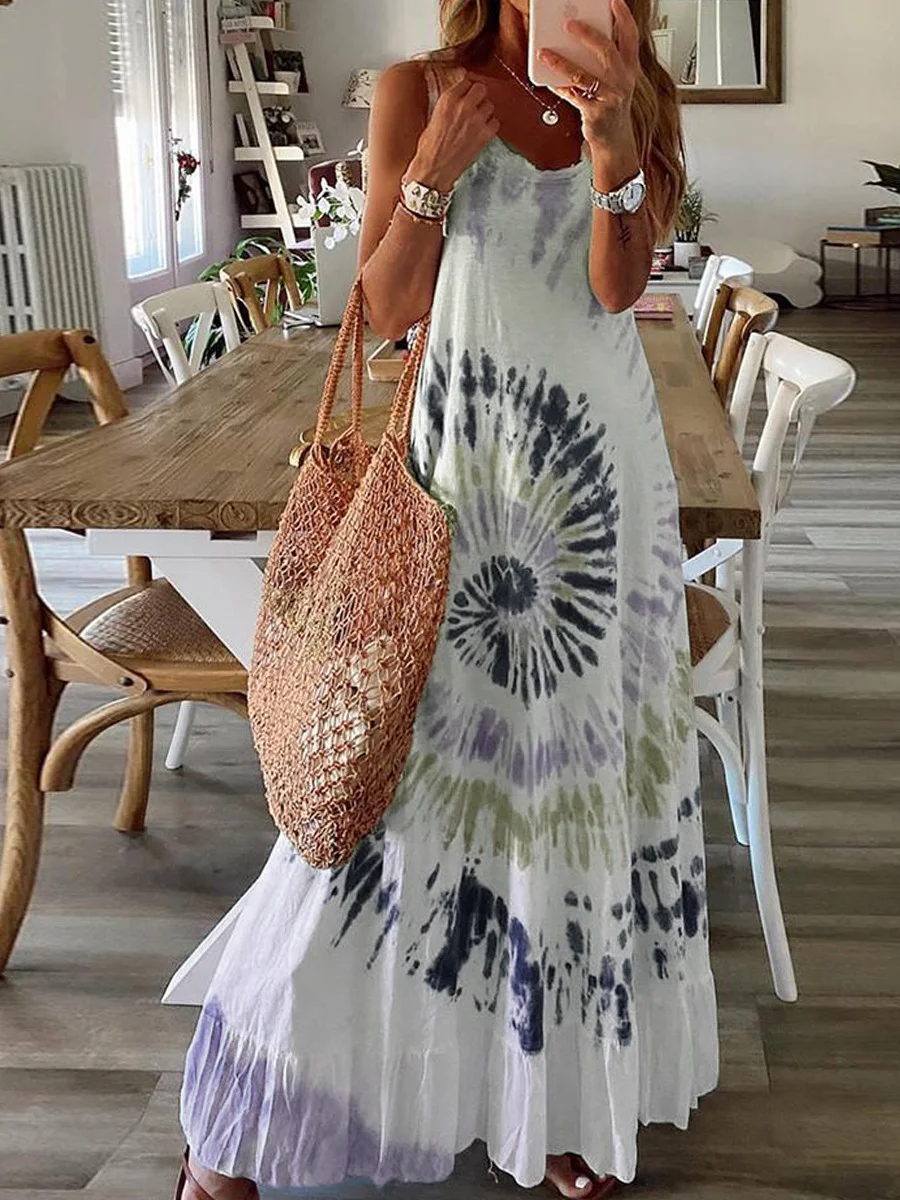Tie Dye Sleeveless Maxi Dress