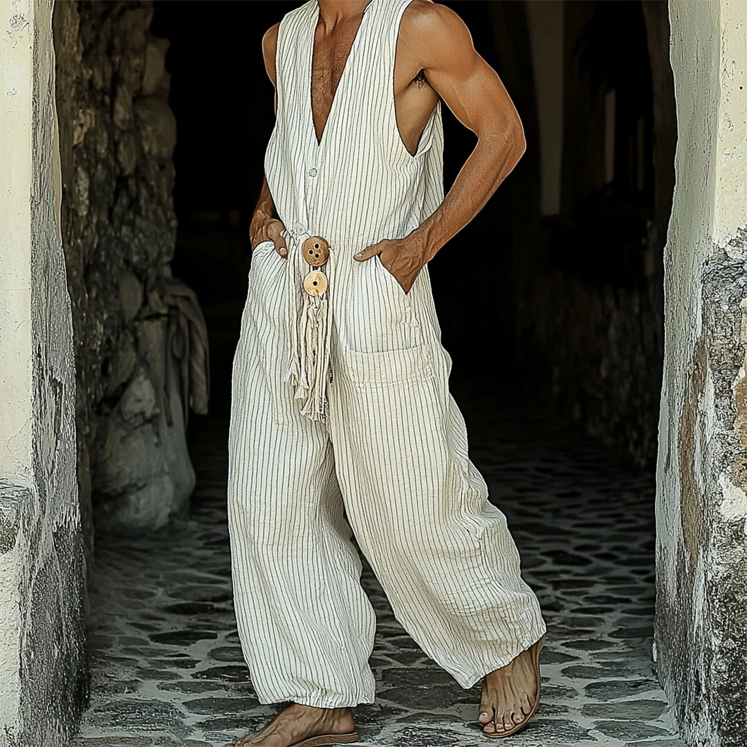 Men's Linen Jumpsuit-inspireuse