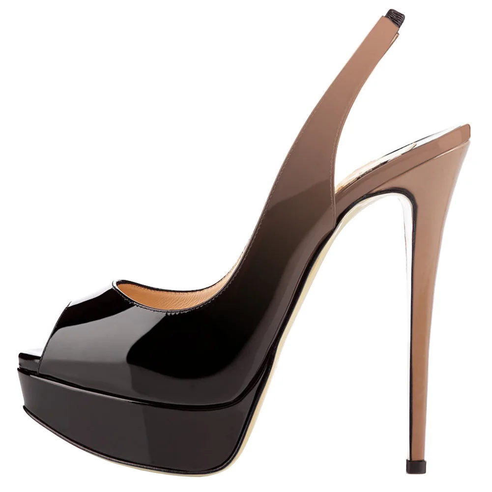 Nude Black Gradient Color Pumps Red Bottom Women's High Heels Stiletto-MERUMOTE