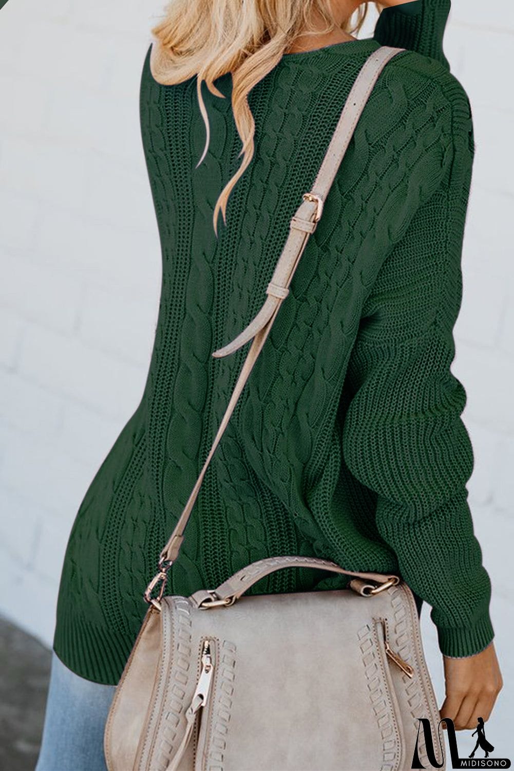 MidiSono - Love Letters Cable Knit Lace Up Sweater