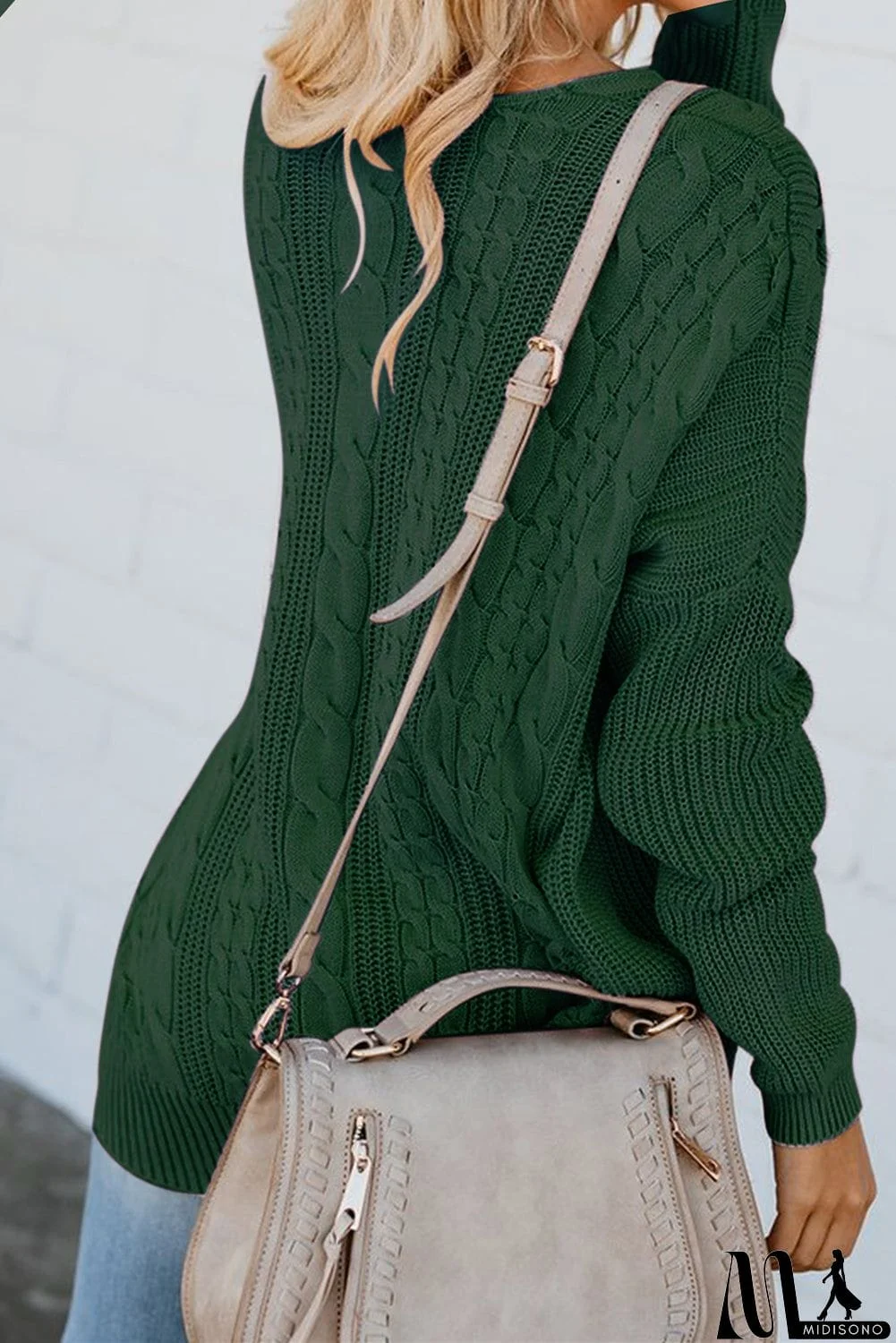 MidiSono - Love Letters Cable Knit Lace Up Sweater