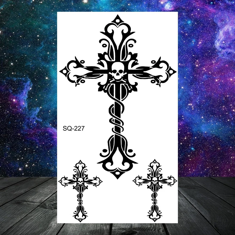 Realistic Tiger Lion Cross Temporary Tattoos For Women Adult Men Scorpion Wolf Dragon Fake Tattoo Neck Arm Hands Small Tatoos