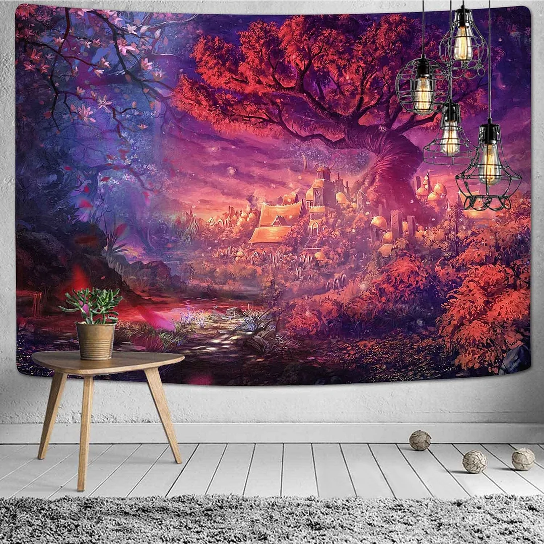 Viking Raven Tapestry Mysterious Viking Meditation Psychedelic Runes Art Wall Hanging Tapestries for Living Room Decor Yoga Mat