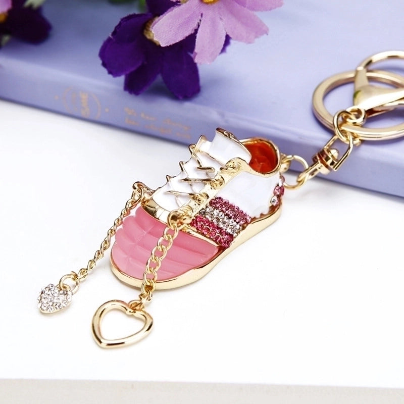 Elegant Lady High Heel Metal Inlay Rhinestones Women’s Bag Pendant Keychain