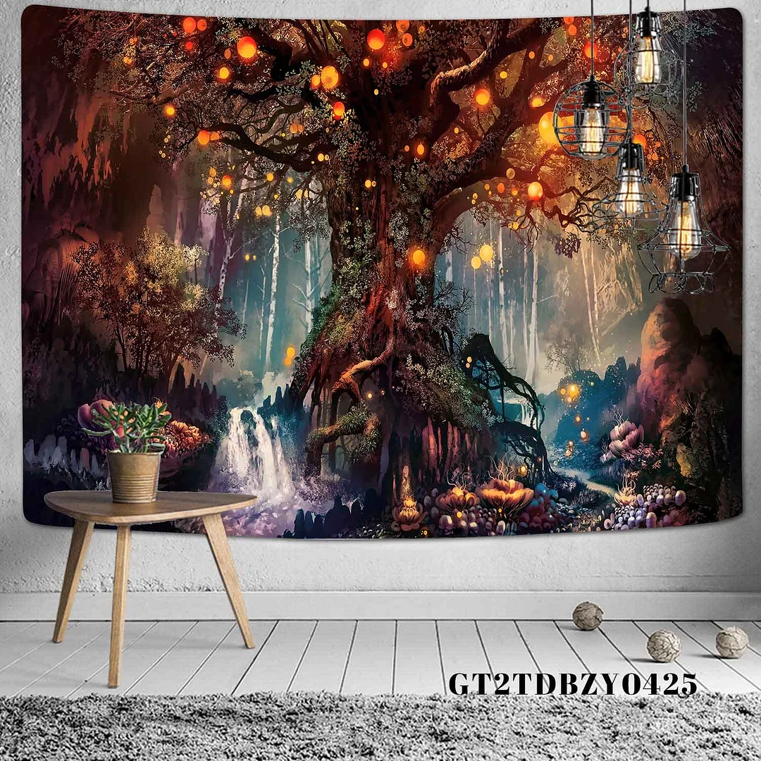 Viking Raven Tapestry Mysterious Viking Meditation Psychedelic Runes Art Wall Hanging Tapestries for Living Room Decor Yoga Mat