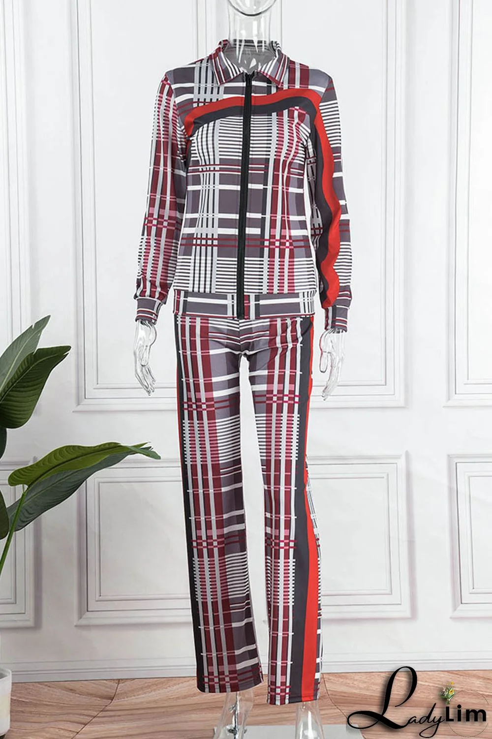 Camouflage Casual Print Patchwork Contrast Turndown Collar Plus Size Two Pieces