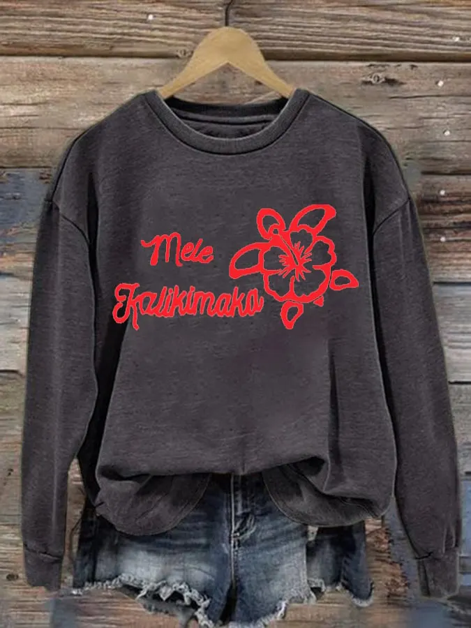 Women's Hawaiian Christmas Mele Kalikimaka Print Sweatshirt