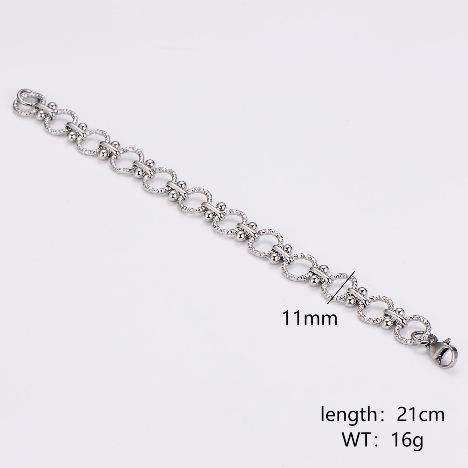 Aml Punk Stainless Steel O-Dot Handmade Chain Bracelet Men