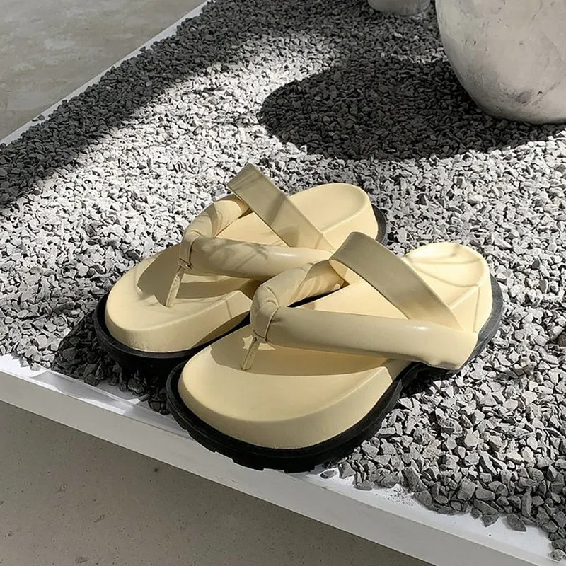 Women Summer Thick Bottom Slippers Comfy Women Sandals Ladies Mid-heels Flip Flops Platform Shoes Female Comfort Leisure Sandals