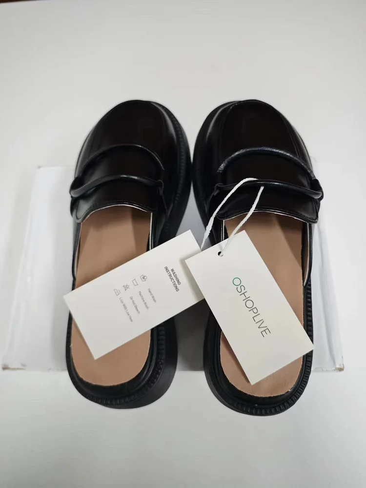 OSHOPLIVE Women Footwear Round-Toe Slippers&Mules Platform Shoes Loafers