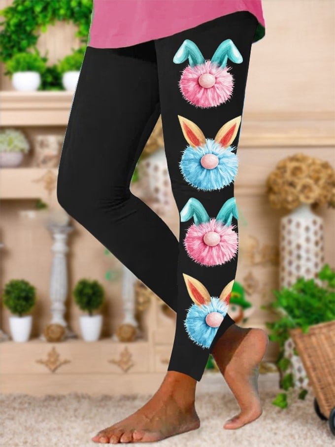 Colorful Easter Rabbit Printed Women's Leggings