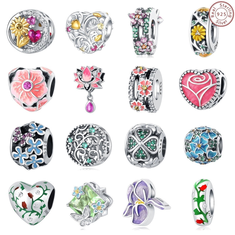 1 Piece Diameter 10mm 925 Sterling Silver Zircon Heart Shape Flower Jewelry Accessories