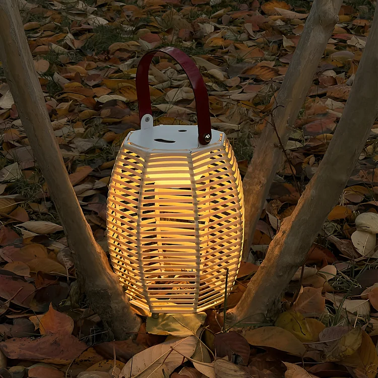 Portable Lantern Rattan LED Waterproof Solar Outdoor Lights Floor Lamp