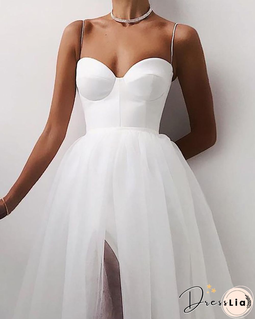 Spaghetti Strap Plain Sheer Mesh Evening Dress P15389